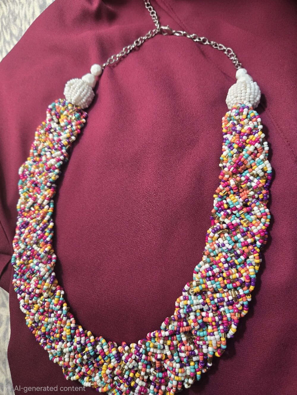 Multicolor Beaded Braided Statement Necklace - Women Jewelry